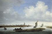 RUYSDAEL, Salomon van view of deventer seen from the north west oil